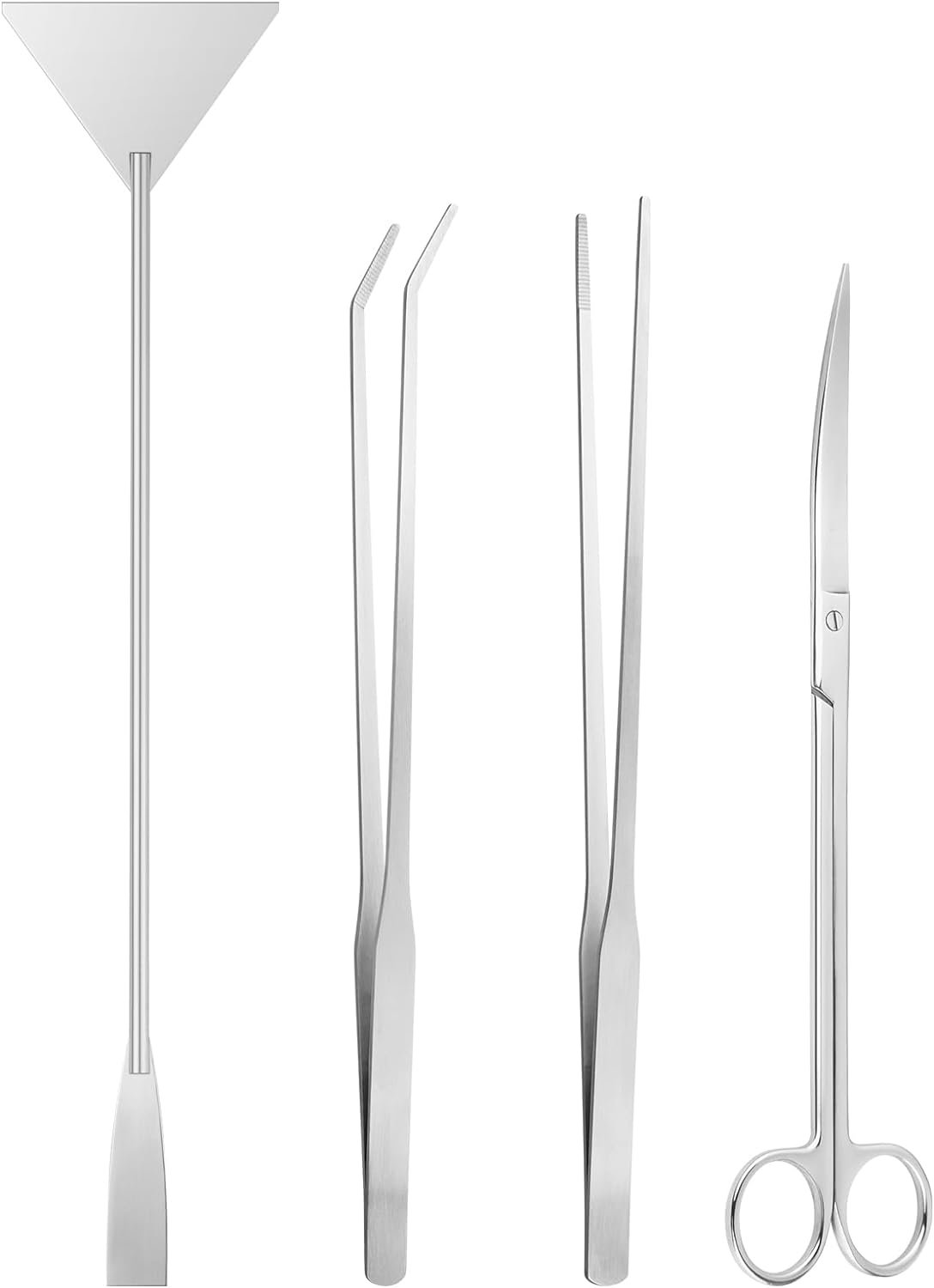 Aquascape Tools Aquarium Kit - 4PCS Terrarium Supplies Include Long Tweezers for Terrarium, Feeding Tongs, Aquarium Scissors, Algae Scraper for Fish Tank Cleaning Plant Trimming